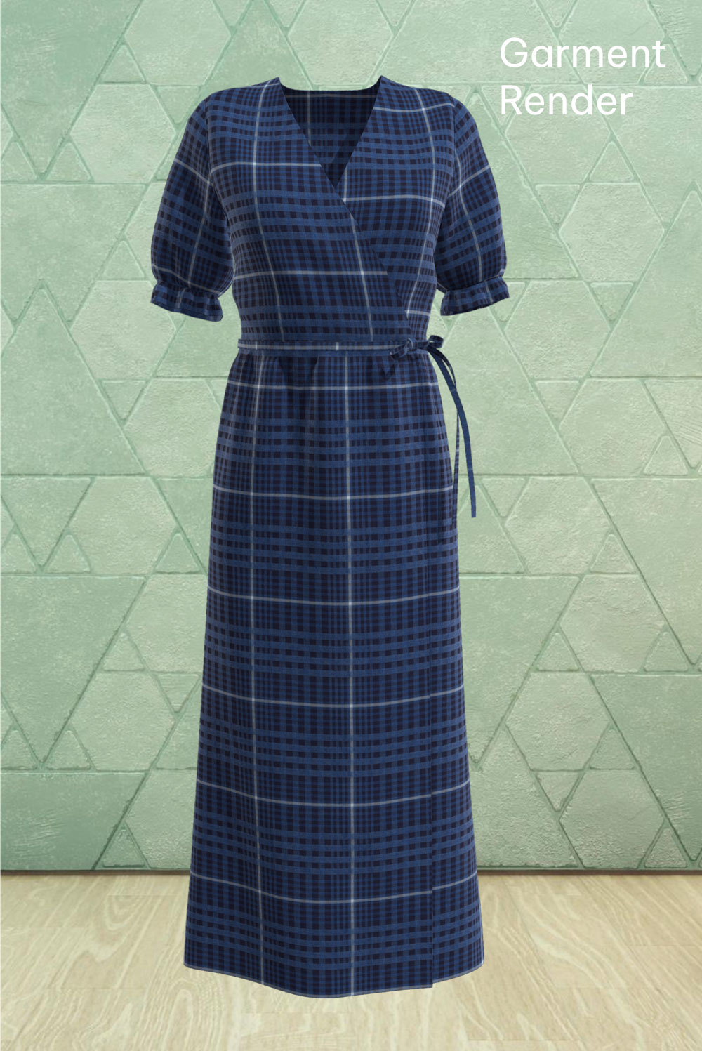 3D garment render dress using Stella Blu Textile Bandicoot digital fabric
