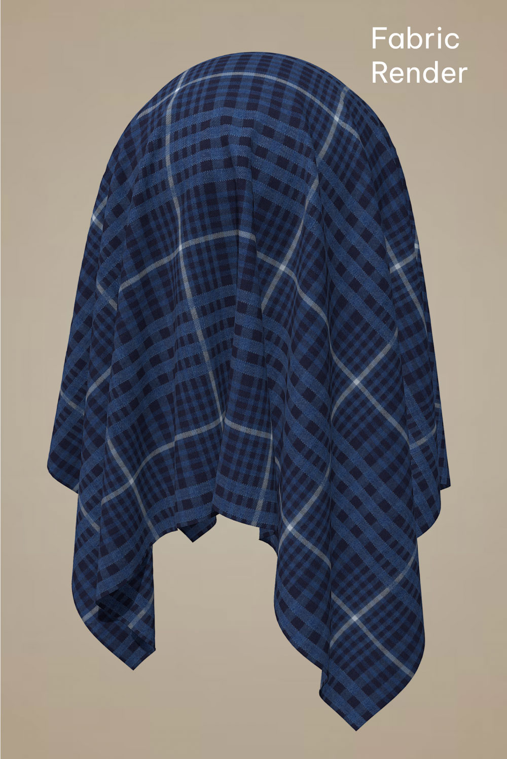 3D fabric render to showcase textile in different shapes after Bandicoot ShimmerScan on Stella Blu Textile