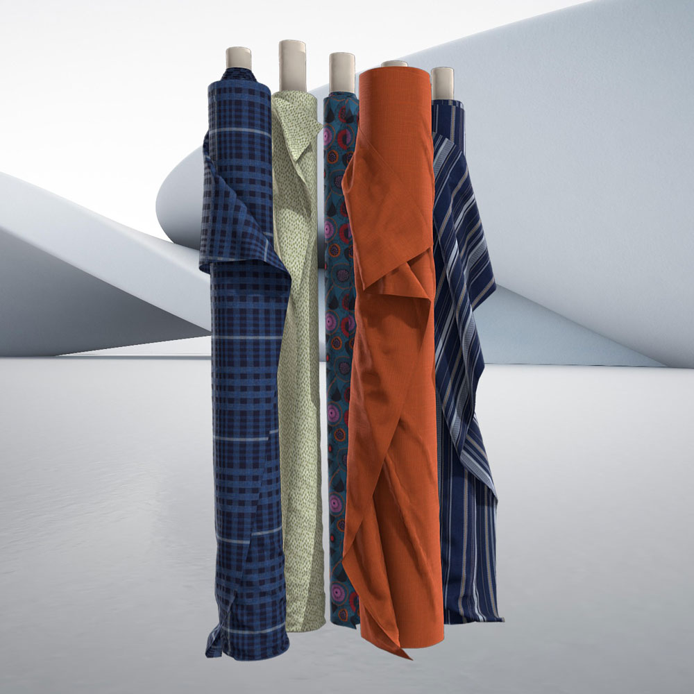 3D fabric digital textile woven on rolls four standing together Bandicoot