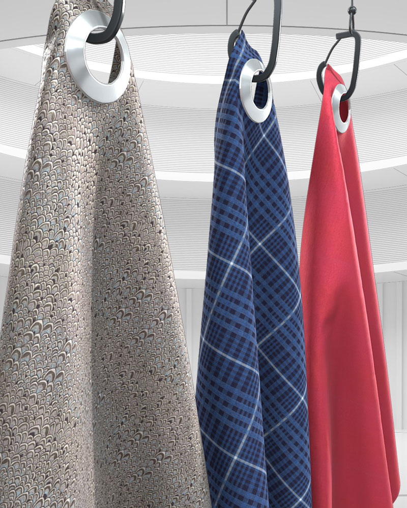 3D digital textile fabrics hanging on from wire Bandicoot