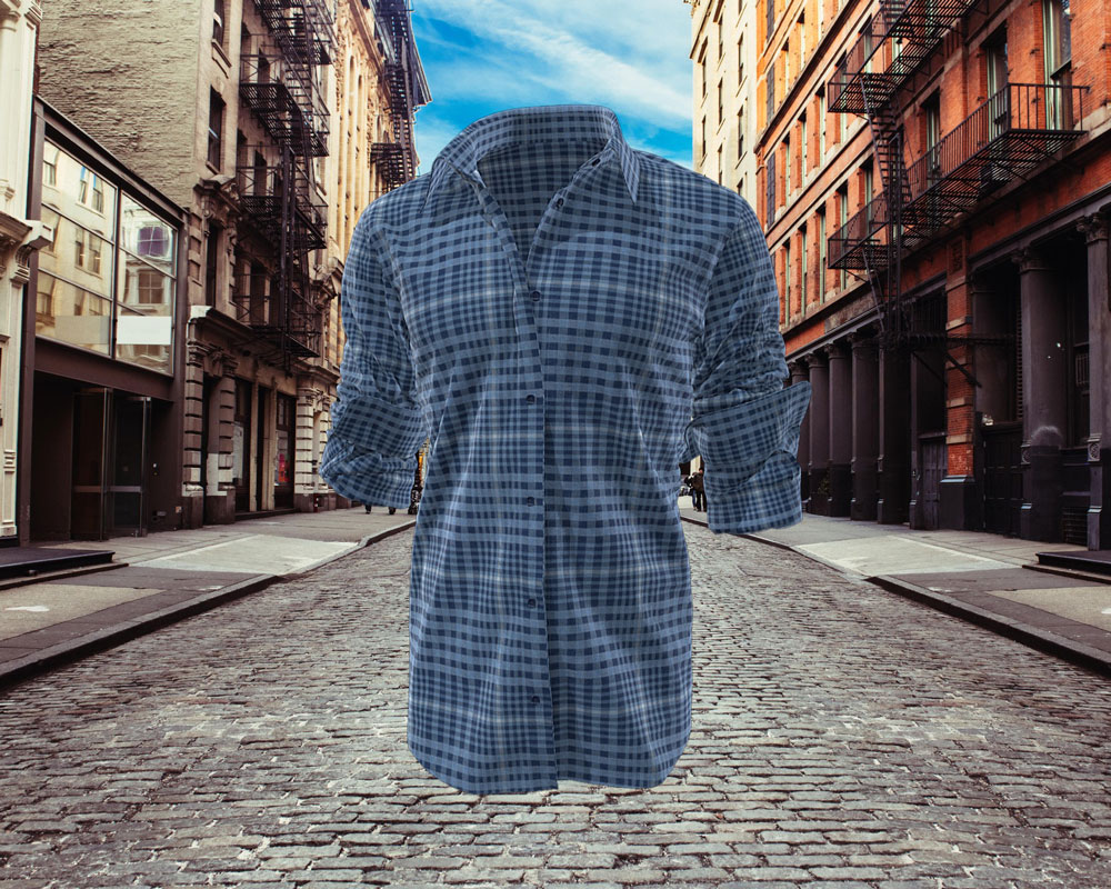 3D indigo men's shirt check yarn dyed model digital fabrics Bandicoot